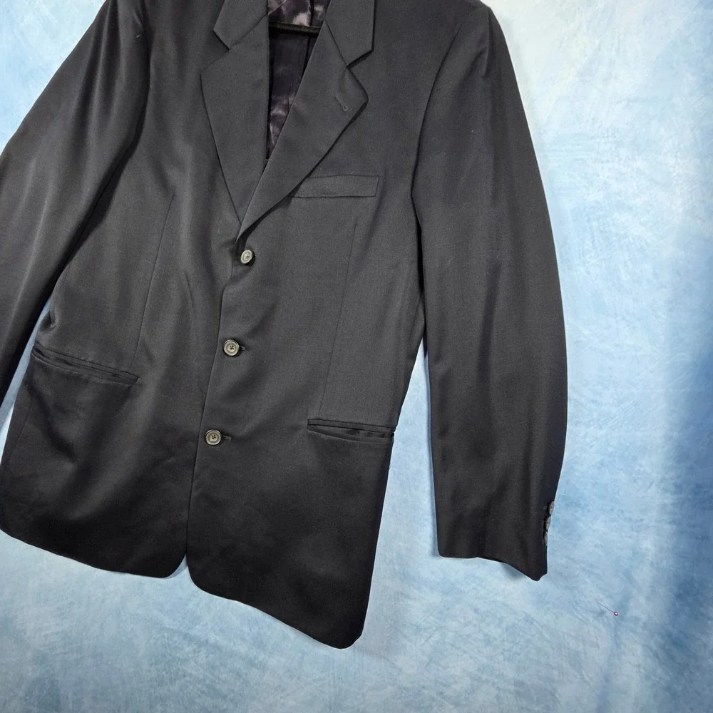 Banana Republic Mens 40R Blazer Black 100% Wool Italy 3 Button Sport Coat